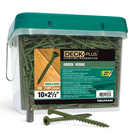 Deck Plus Exterior Green, Wood Screws, Steel, Self-Drilling, (#8 x 1-5/8"), 25 lb Box