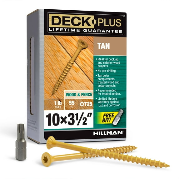 Deck Plus Exterior Tan Ceramic, Wood Screws, Self-Drilling, (#10 x 3.5"), 1 lb