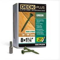 Deck Plus Green Deck Screws, Steel, 1lb Box (#8 x 1-1/4")