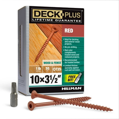 product image of Deck Plus Star Flat Head Exterior Deck Screws, Red, Steel, No.10 x 3.5", 1lb Box, 48435