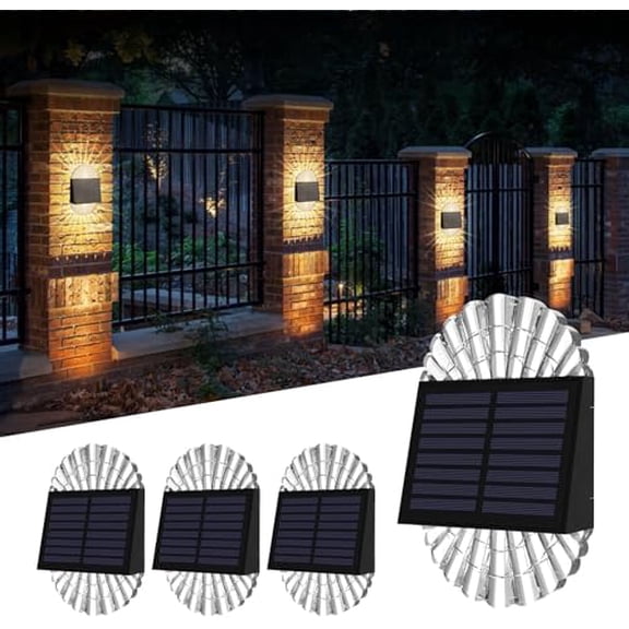 Solar Deck Post Outdoor Lights, Solar Fence Driveway Lights, Solar Step LED Lights Outdoor Waterproof for Garden 4 Pack,4 * Solar Step Lights,Black & Transparent