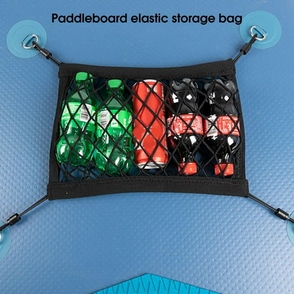 Deck Pouch Elastically Scalable High-Strength Wear-Resistant High Capacity Fine Workmanship Safety Storage with 4 Clips Kayak Surfing Mesh Bag for Surfboard