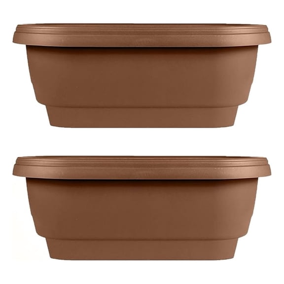 Deck Rail Planter 2-Pack - 24 Inch Balcony Planters - Chocolate Brown - Outdoor Flower Pots for Deck Railing, Porch, Patio - Secure Fit for 4x6 Inch Rails
