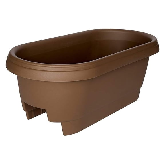 Deck Rail Planter Box 24", Chocolate - Outdoor Elevated Garden Planter for Porch & Patio - UV Resistant, Durable Resin - Fits 4"-6" Rails