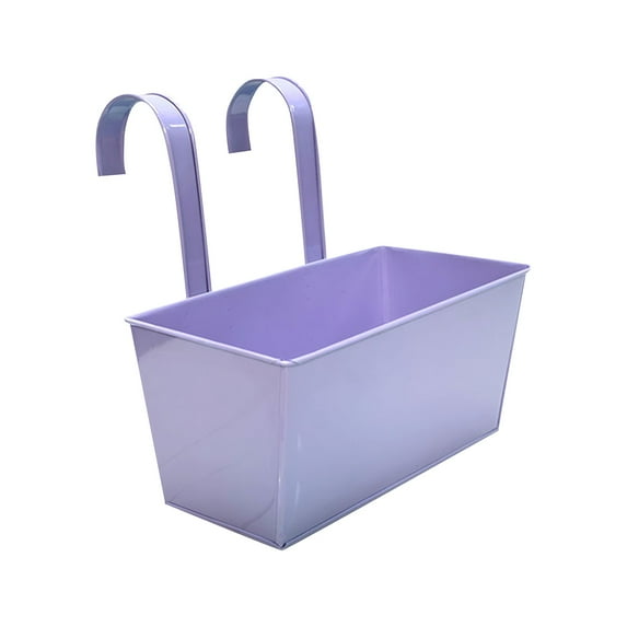 Deck Rail Planter, Trough Planter, Wrought Iron Hooks, Light Purple, 10X4 In, Outdoor Planter, Railing Mounting, 1 Pc