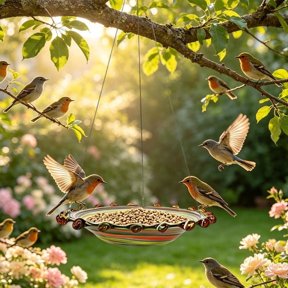Hdb Railing Deck Railing Bird Bath and Feeder Bowl, Detachable Glass Bird Bath with ...