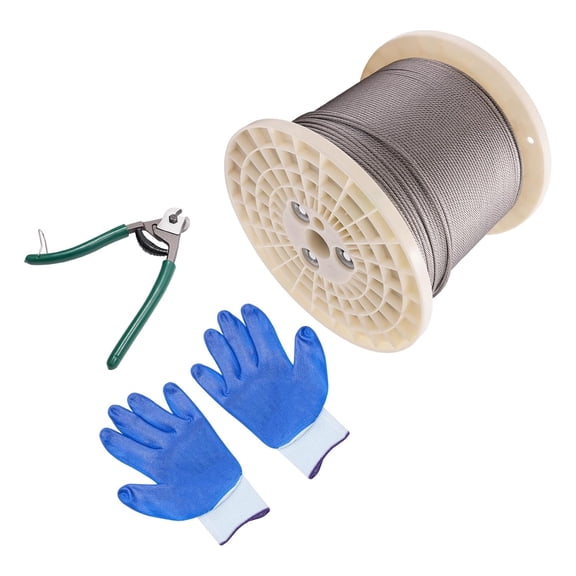 Deck Railing Cable, Stainless Steel Wire Rope, Braided Stainless Steel Cable with a 1/8-inch Diameter and 7 * 7 Strand Construction 316 Stainless Steel, Black Grey (1100ft)