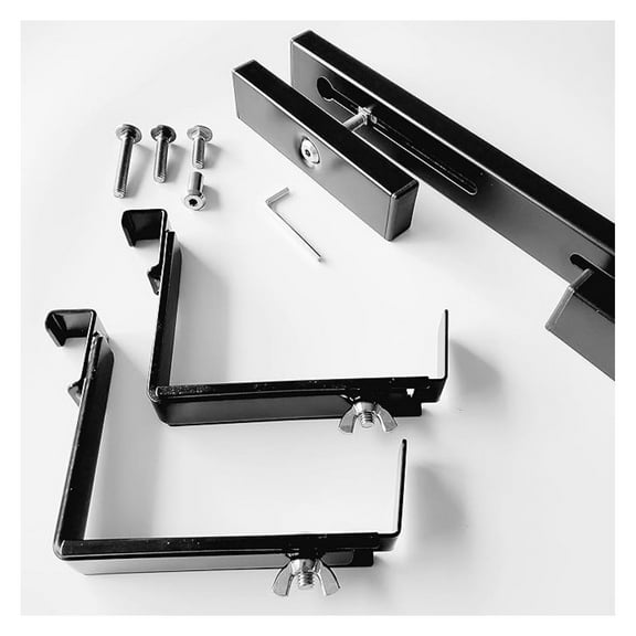 Deck Railing Planter Box Holder - Adjustable Bracket Kit for Vertical Spindles - Fits 16-32" Wide Planters - UV Treated Steel & Stainless Steel