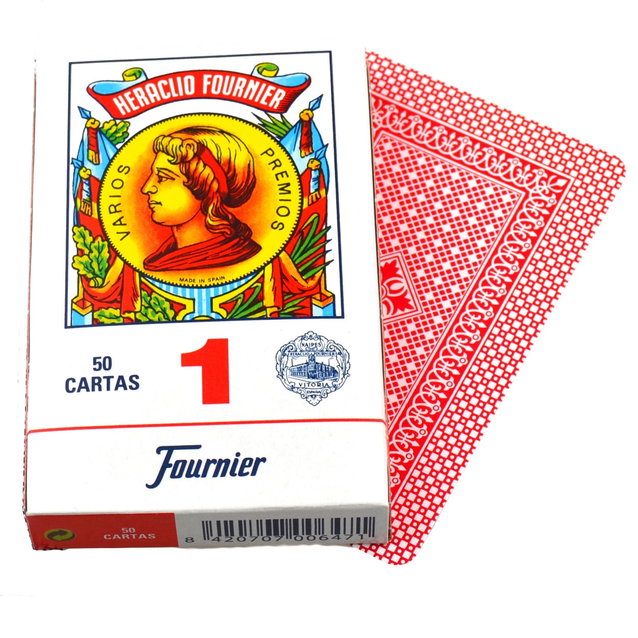 Deck Red 50 Fournier Spanish Playing Cards #1 Case Baraja Española Caja Roja