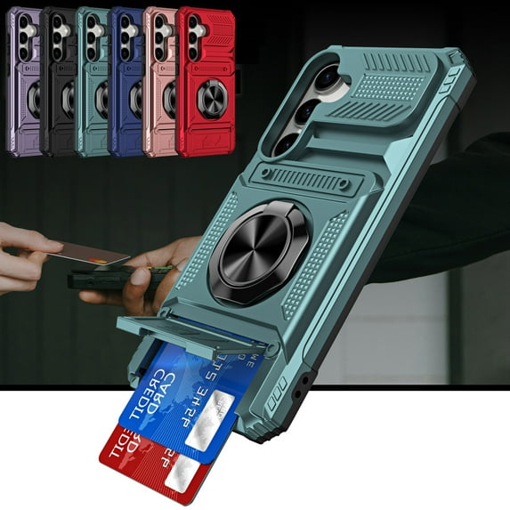 Deck for Samsung Galaxy A35 Phone Case with Finger Ring Holder Kickstand, Heavy Duty Shockproof Rugged Protective Case for Samsung Galaxy A35, Working with Magnetic Car Phone Mount,Green