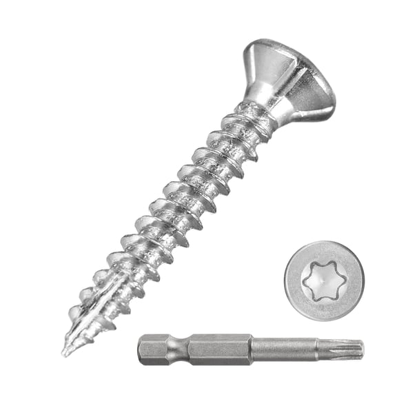 Deck Screws (#4x3/4") 1000Pcs, Carbon Steel Wood Screw Decking Screws with T10 Torx Drive Head - for Wood Fence, Table, Silver