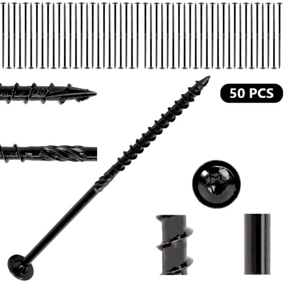 Deck Screws 6 Inch 50Pcs, Heavy-Duty Outdoor Wood Screws with Star Drive, Rust Resistant Decking Screws for Timber, Log and Landscaping
