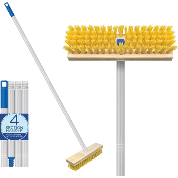 Deck Scrub Brush Outdoor Broom, Durable Bristles Remove Dirt, Grime, Grout, Leaves, Snow on Patios, Decks, Wet or Dry, 1 Count