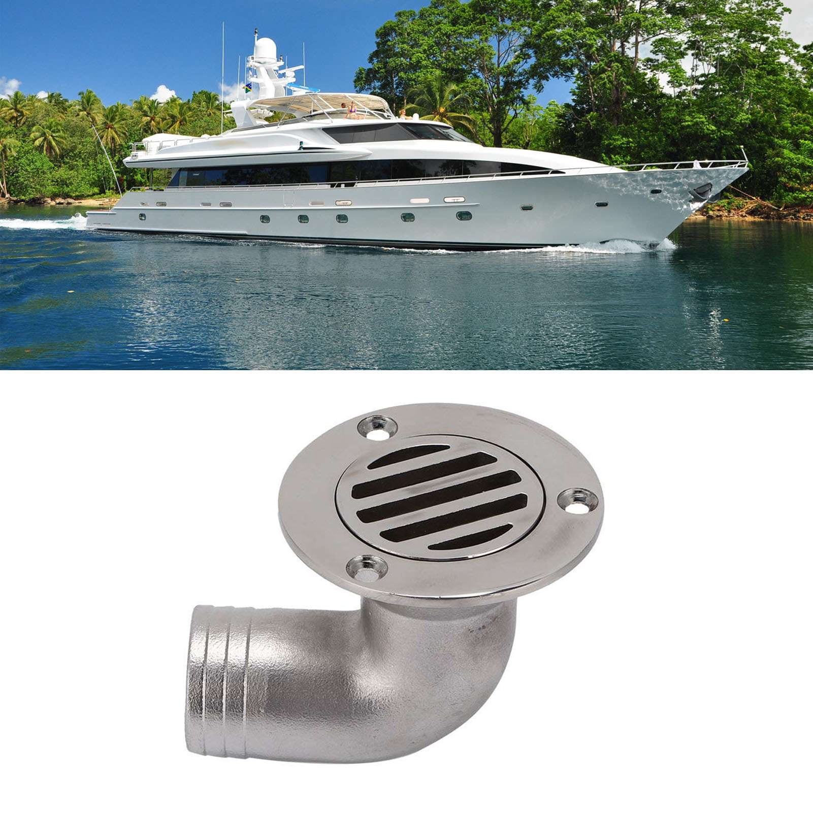 Deck Scupper, Easy Installation 90 Degree Boat Drain 316 Stainless