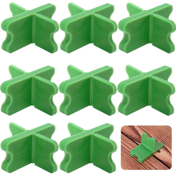 Deck Spacers,4 Thicknesses Deck Board Spacers(1/16", 1/8", 3/16", 1/4"), Deck Spacers Assorted for Pressure Treated Composite Decking, Green, 8 Pack