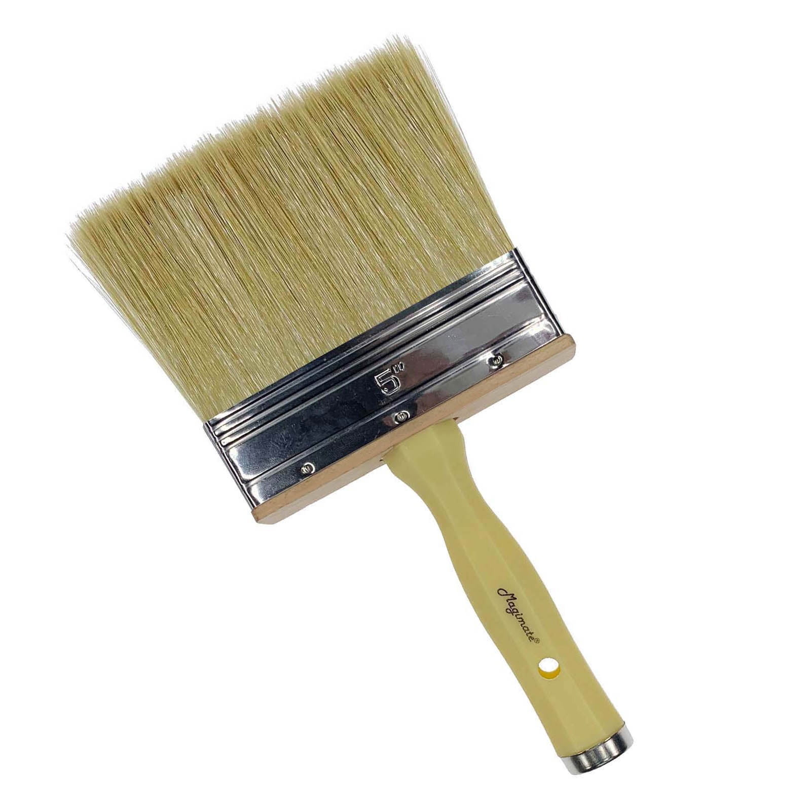 Deck Stain Brush 5 inch Shed Fence Block Paint Brush with Screwed Handle for Painting Decks, Walls and Heavy-duty Staining Projects, Poly/Bristle Blended