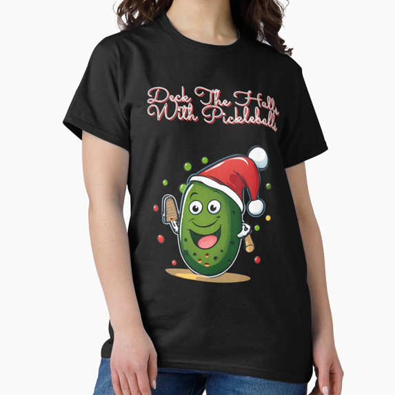 Deck The Halls With Pickleballs Christmas Holiday Sport Unisex T-Shirt up to size 5XL