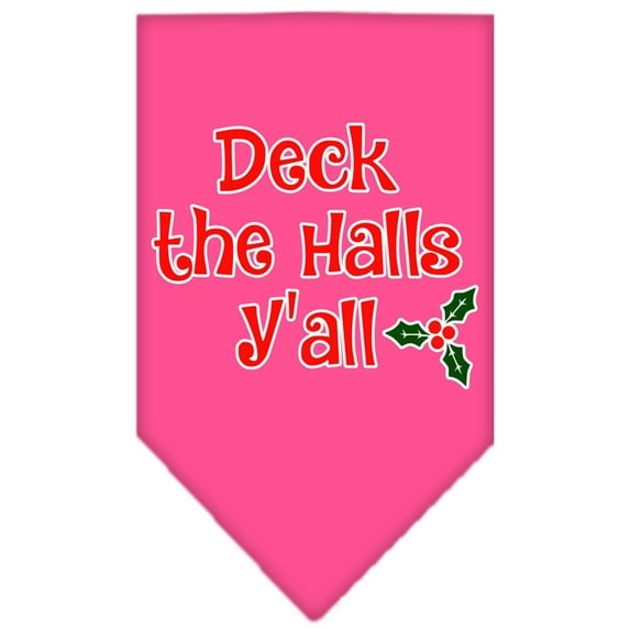 Mirage Pet Deck the Halls Y'all Screen Print Bandana Bright Pink Large
