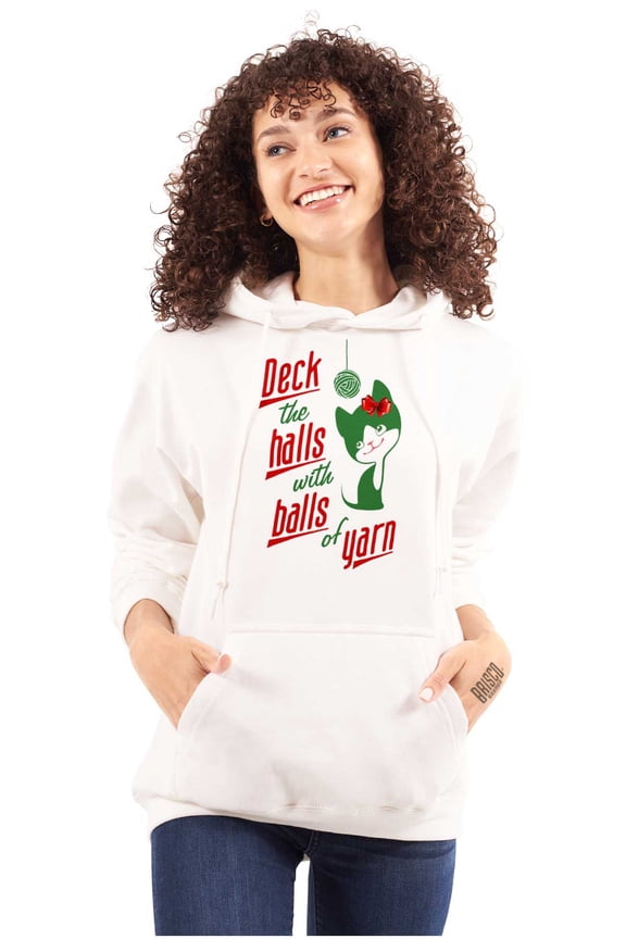 Deck The Halls with Balls of Yarn Hoodie Sweatshirt Women Brisco Brands M