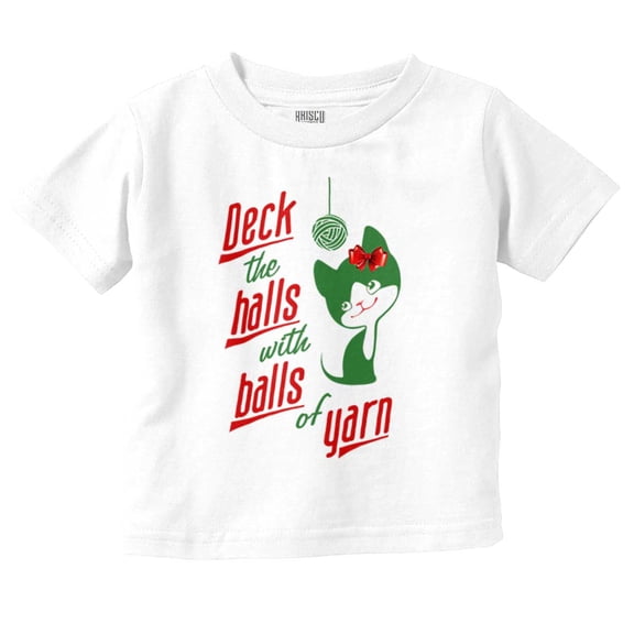 Deck The Halls with Balls of Yarn Toddler Baby Girl T Shirt Brisco Brands 2T