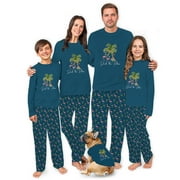 FAMILY CHRISTMAS PAJAMAS BY JENNY Deck The Palm Flamingo Christmas Pajamas, Tropical Matching Christmas Pjs, Two-Piece Size Pajamas, Size NB - Men 6XL