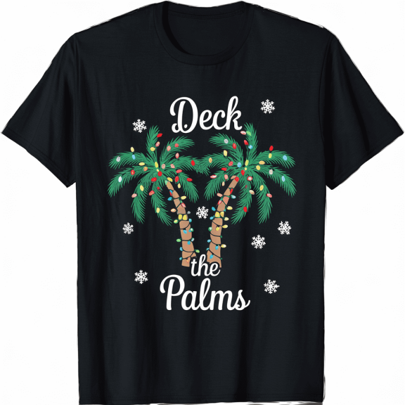 Deck The Palms Hawaii Christmas Palm Tree Lights T-Shirt