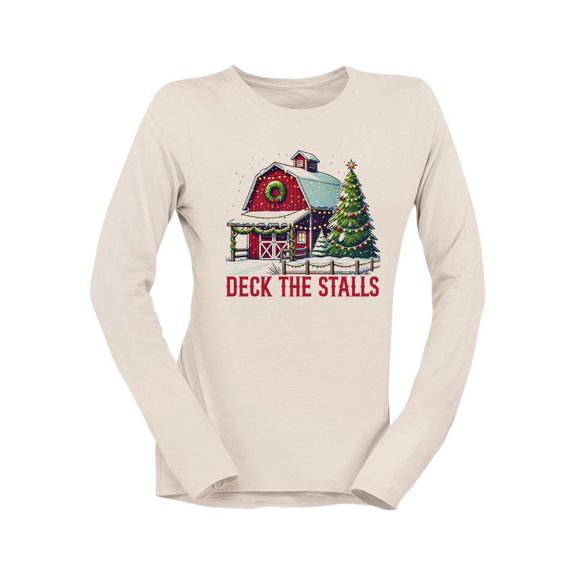 Deck The Stalls Christmas Barn Women's Long Sleeve