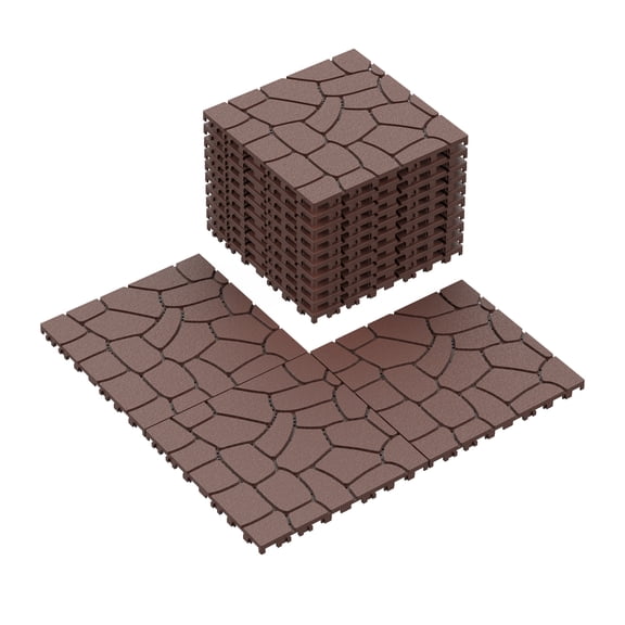Deck Tiles, 12 Inch 44 Pcs DIY Interlocking Patio Flooring Tiles for Porch Poolside Balcony Backyard, Brown