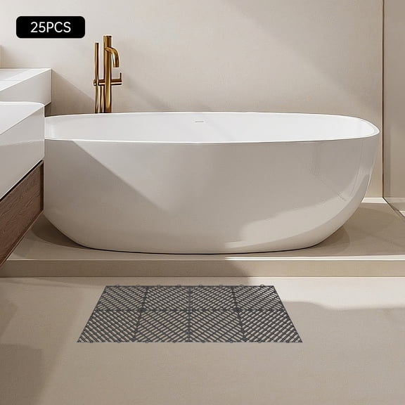Deck Tiles Outdoor Floor Tiles, Tiles Interlocking 25PCS Black, Drainage Tiles 12x12x0.5 Inches, Outdoor Interlocking Tiles, Deck Flooring for Pool Shower Bathroom Deck Patio Garage