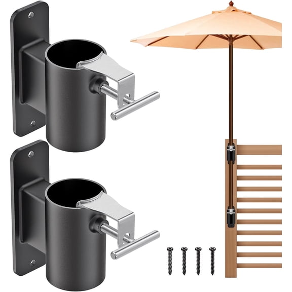 Runstore Heavy Duty Deck Umbrella Holder, Railing Mounting Bracket for 1-2 inch Poles, Balcony Outdoor Courtyard & Fence Use