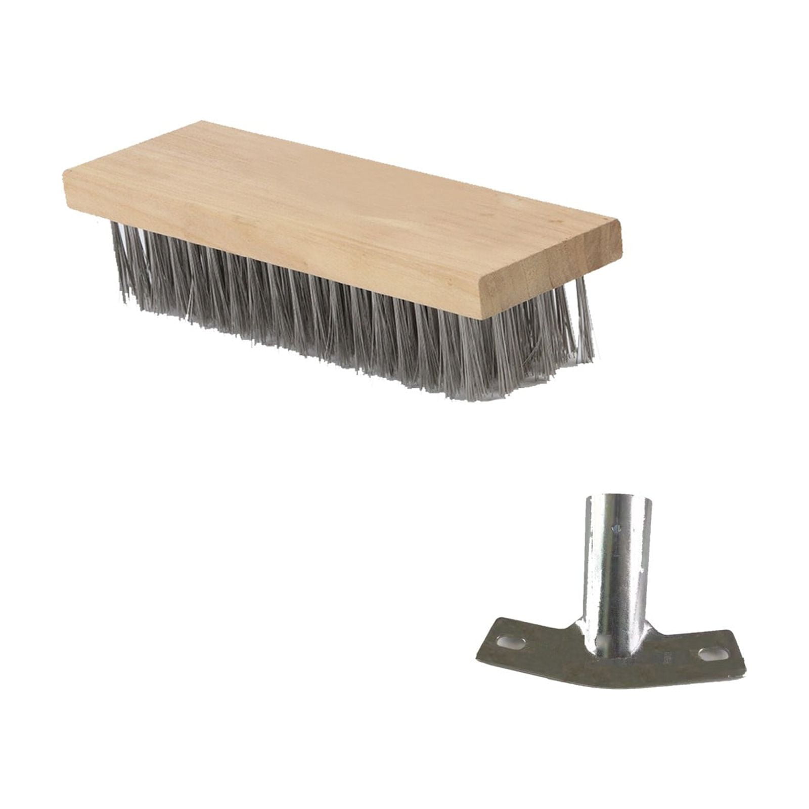Deck Wire Brush Long Handle, Stainless Steel Floor Scrubber Brushes Outdoor Broom for Cleaning