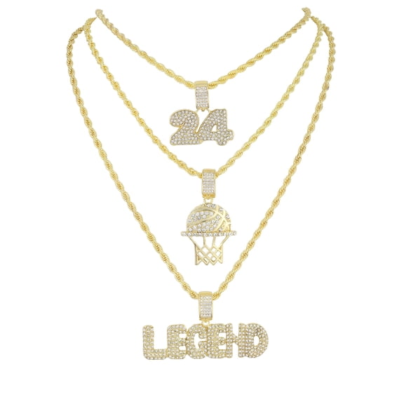 Deck Your Neck with This Iced Out Selection of Layered Hip Hop Word Pendents on Twisted Rope Chains. Elevate Your Look - Shout Out Your Vibe! - GJM Neck 298 GOLD