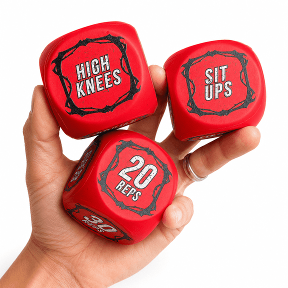 Deck of Death Dice- Oversized Fitness Dice for Full Body Home Workout, HIIT Training, Exercise Game, No Equipment Portable Gym for Men & Women
