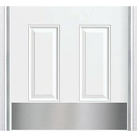 Deck the Door Decor | Door Kick Plate - Anodized Aluminum - Satin Nickel Finish - Magnetic Mount for Steel Doors - 6"x 28"