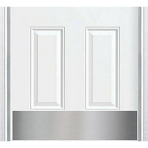 Deck the Door Decor | Door Kick Plate - Anodized Aluminum - Satin Nickel Finish - Magnetic Mount for Steel Doors - 6"x 34"