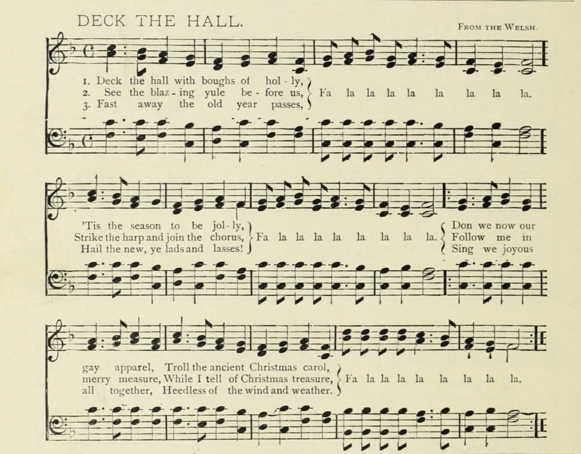 Deck the Hall with Boughs of Holly Oliphant (1799-1873) Christmas in Song 1891 Canvas Art - (18 x 24)