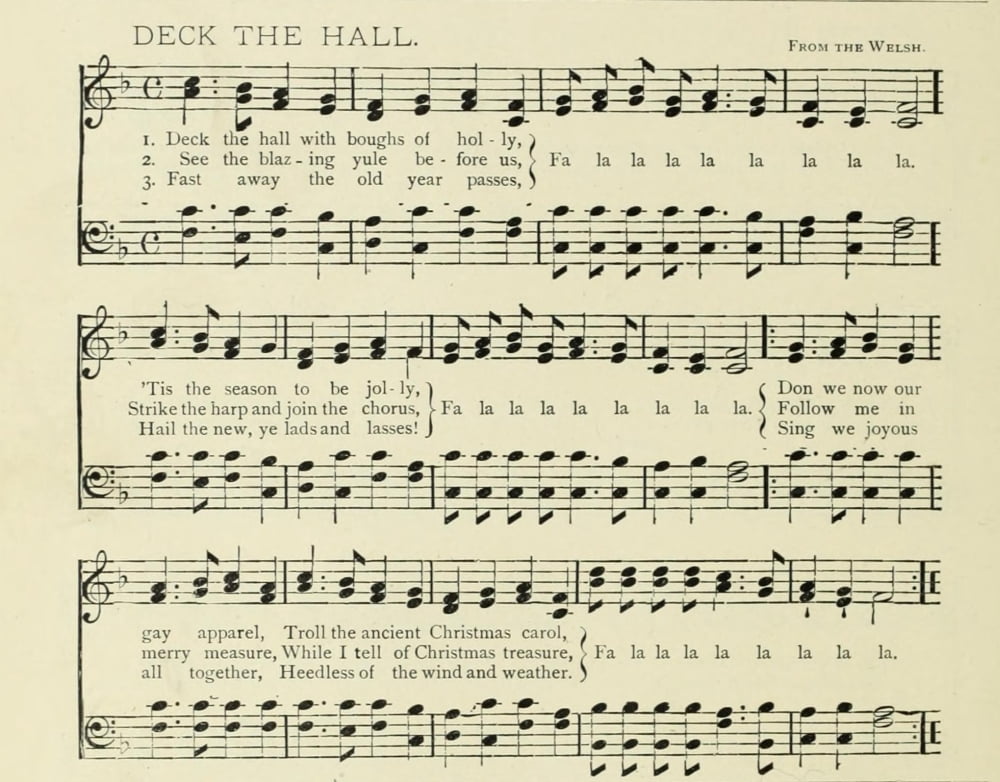 Deck the Hall with Boughs of Holly Oliphant (1799-1873) Christmas in Song 1891 Canvas Art - (24 x 36)