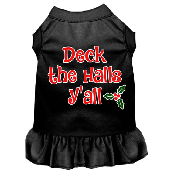 Christmas Dog Dress, Pet Dog Cat Dress Screen Printed, "Deck The Halls Y'all"