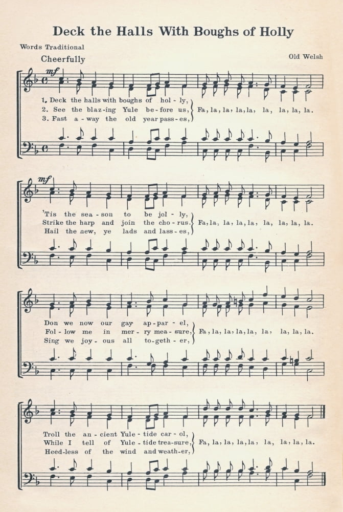 Deck the Halls with Boughs of Holly Oliphant (1799-1873) No��?ls Christmas Carols 1932 Canvas Art - (24 x 36)