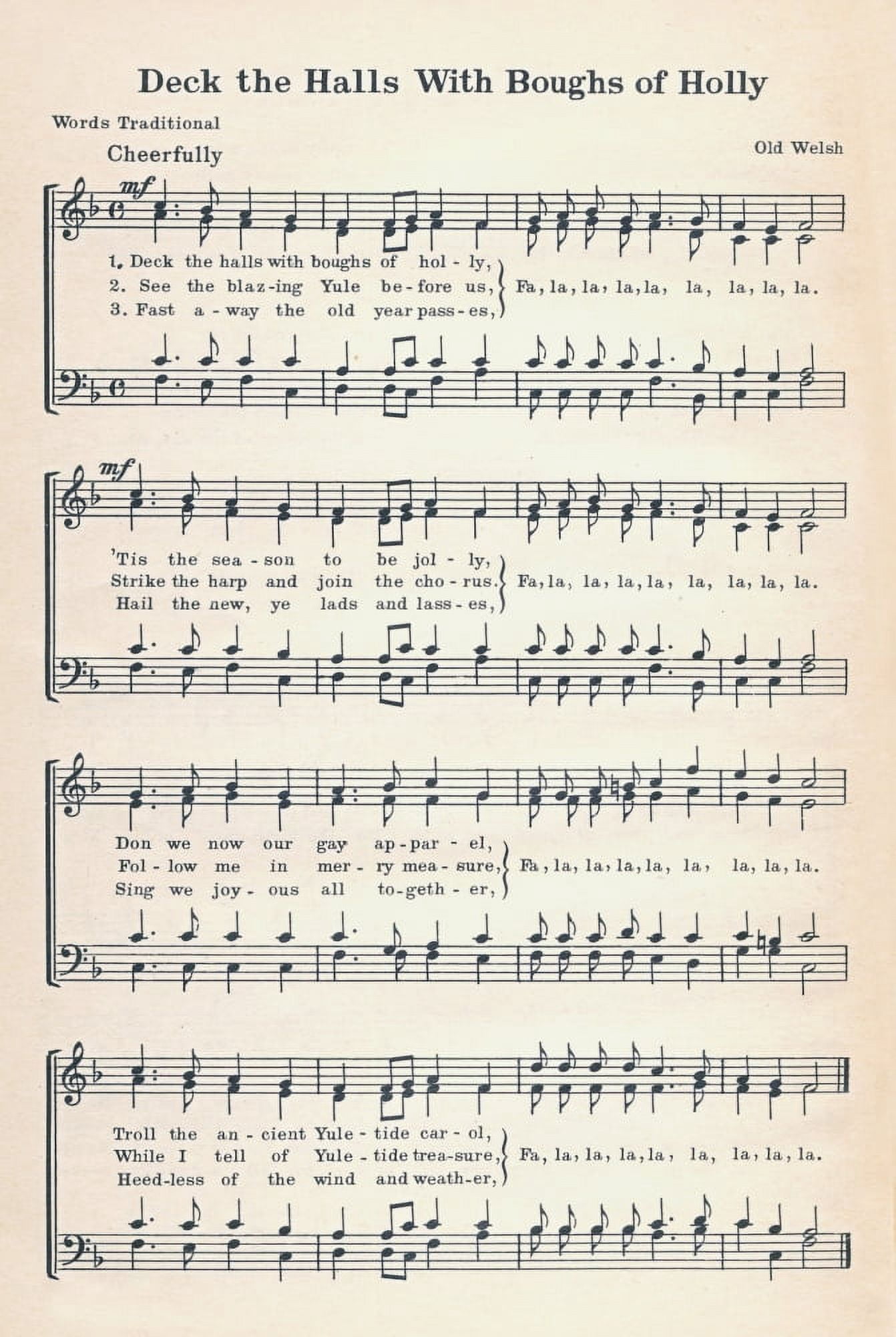 Deck the Halls with Boughs of Holly Oliphant (1799-1873) No???ls Christmas Carols 1932 Canvas Art - (18 x 24)