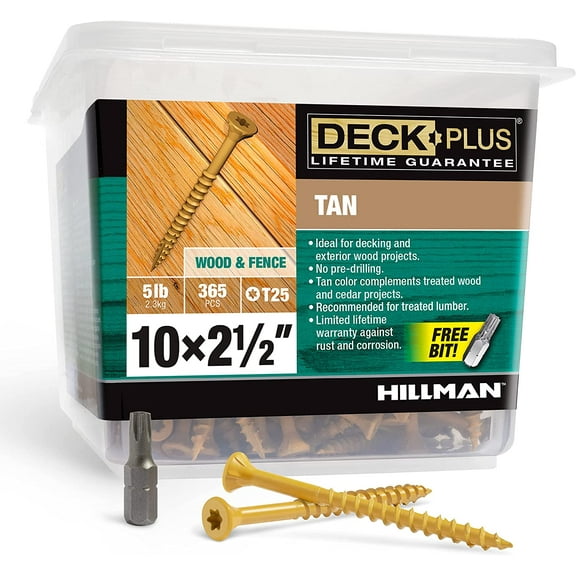 DeckPlus 48416 Tan Deck Screw, Steel - 5lb Box (#10 x 2.5")
