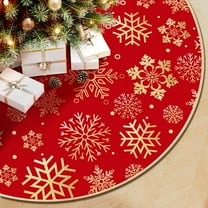 DeckTheHalls Christmas Tree Skirt 36 Inch, Snowflake Round Red Tree Skirt, Christmas Tree Skirts for Christmas Party and New Year Party, Xmas Tree Skirt Cover for 4-6ft Christmas Tree Decoration