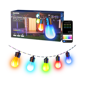 DeckTok 45ft Smart Outdoor String Lights, IP65 Waterproof Color Changing LED Lights for Garden Patio