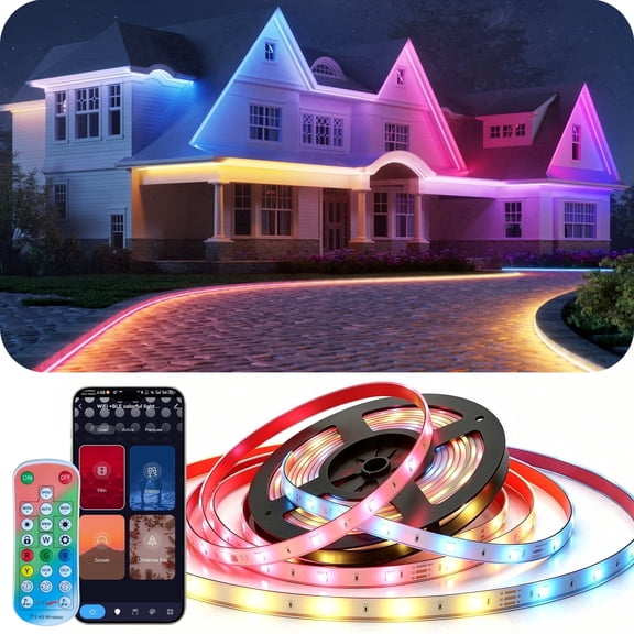DeckTok 65.6 ft Smart LED Strip Lights with Music Sync IP67 Waterproof Lights Strip for Outdoor Decor