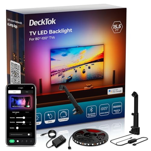 DeckTok TV LED Backlight 15.5ft - TV Lights That Change with Screen for 55-100