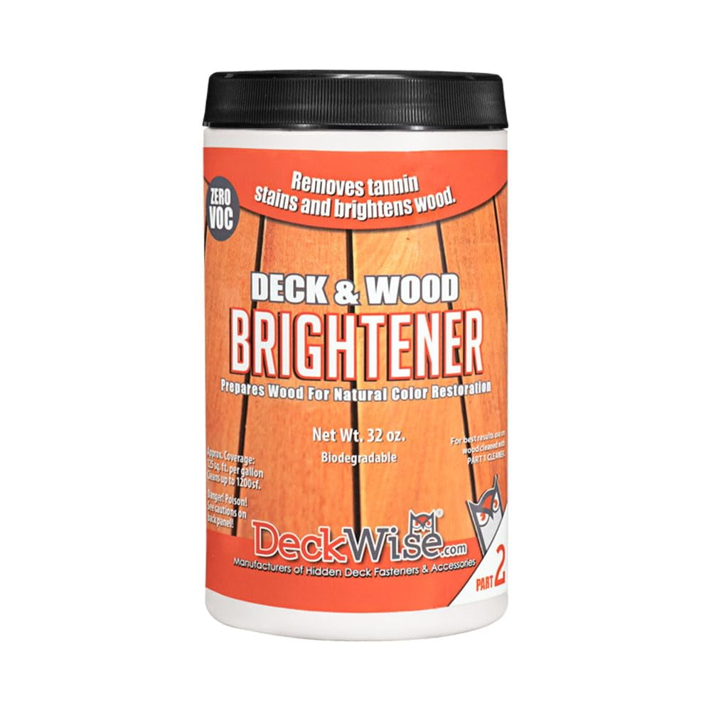 DeckWise Deck & Wood Brightener Removes Stains, Tannins and and Restores pH, 32 oz. Container Brightens 600 sq. ft.