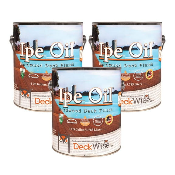 DeckWise Ipe Oil Hardwood Deck Semi-Transparent 250 VOC Natural Finish (Pack of 3, 1-Gallon Each)