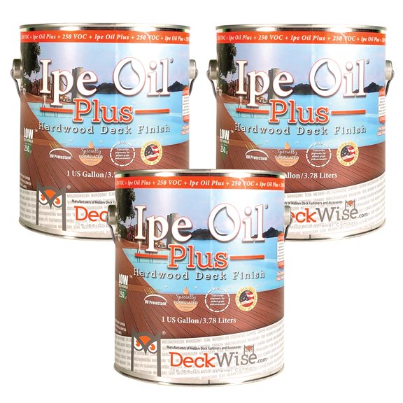 DeckWise Ipe Oil Plus Hardwood Deck Semi-Transparent 100 VOC Natural Finish (Pack of 3, 1-Gallon Each)