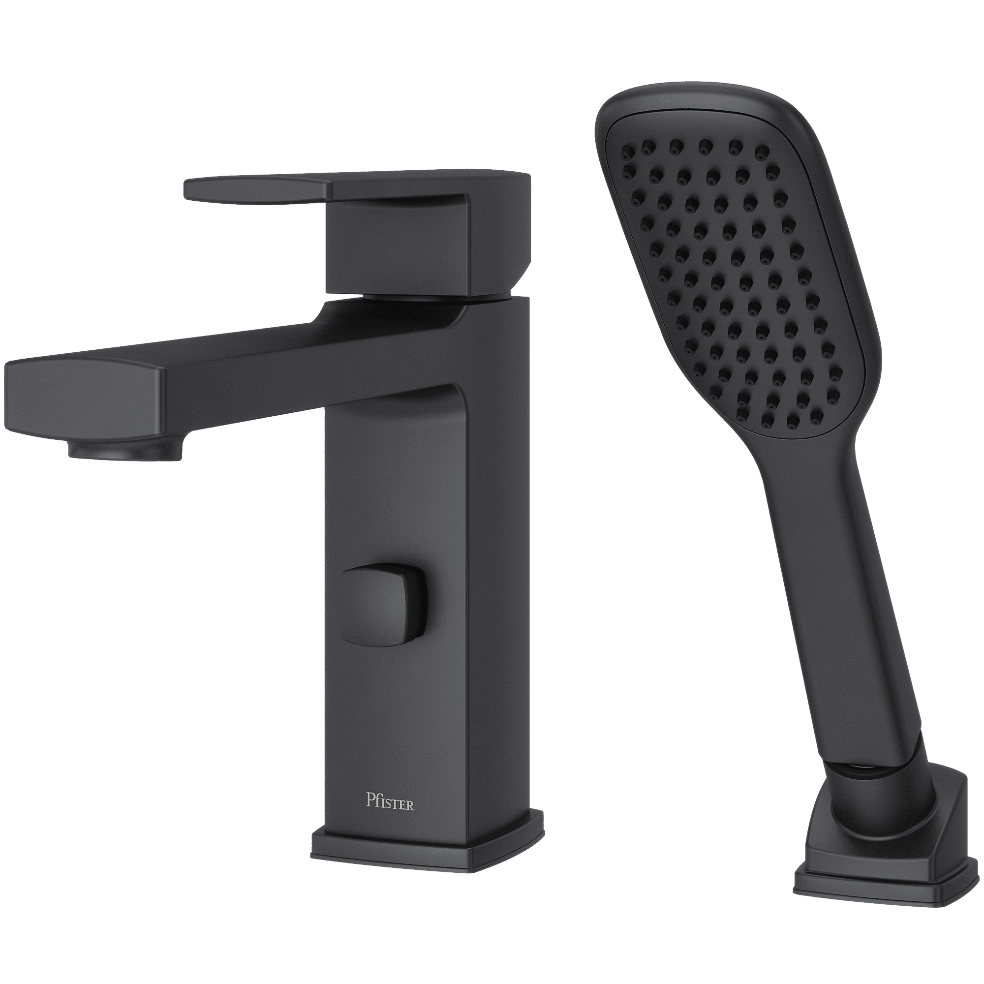 Matte Black Single Handle Roman Tub Faucet with Hand Shower