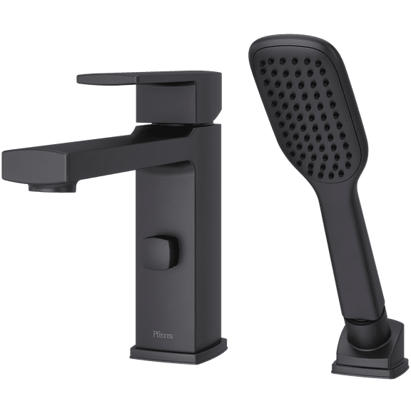 Deckard Single Handle Complete Roman Tub Trim with Handheld Shower in Matte Black